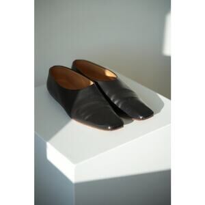 The Row Black Leather Flats